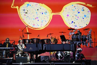Elton John, performing on June 25 at the Glastonbury Festival in England.