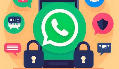 Logo de WhatsApp con fondo y seguridad