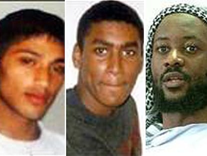 De izquierda a derecha, Ruhal Ahmed, Feroz Abbasi, Jamal al Harith.