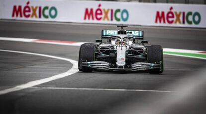 El coche de Lewis Hamilton, durante el Gran Premio de México.