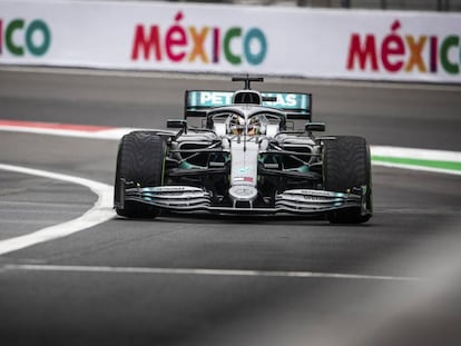 El coche de Lewis Hamilton, durante el Gran Premio de México.