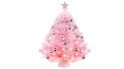 Árbol de Navidad de color rosa.