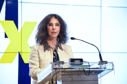 Almudena Arpón de Mendívil, presidenta de la IBA, este martes en el tercer encuentro 'Mujeres por Derecho', organizado por la Fundación Aranzadi LA LEY