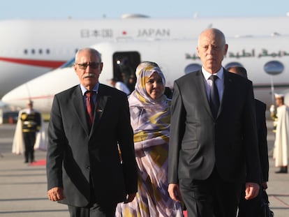 El presidente de Túnez, Kais Said, recibe a Brahim Gali, líder del Frente Polisario, el pasado 26 de agosto.