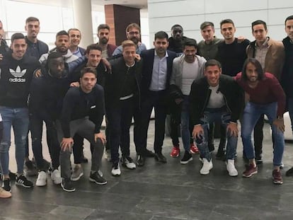 Los jugadores del Reus se reunieron con el presidente de la Asociación de Futbolistas Españoles (AFE), David Aganzo. 