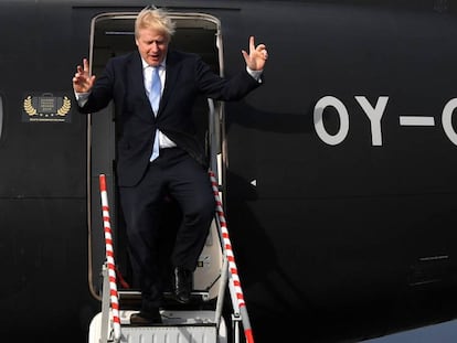 El primer ministro británico, Boris Johnson, este miércoles en Gales.
