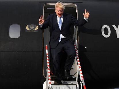 El primer ministro británico, Boris Johnson, este miércoles en Gales.