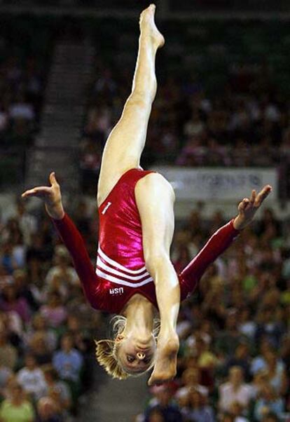 Liukin, ayer en uno de sus ejercicios.