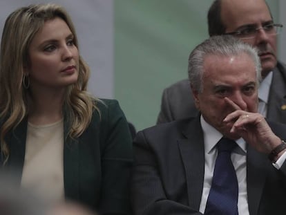 Temer ao lado da primeira-dama, Marcela, no dia 13 no Rio.