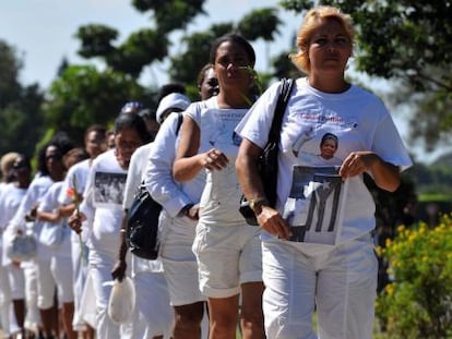 Marcha de Las Damas de Blanco en enero.