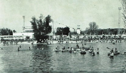 Madrileños enjoying their "beach" in 1934.