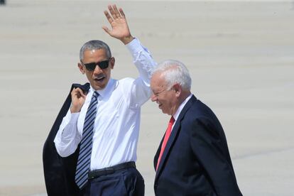 Barack Obama y José Manuel García-Margallo, este domingo, en Torrejón de Ardoz.