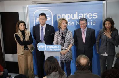 Aguirre, durante la rueda de prensa tras presidir el comité de dirección del PP de Madrid en Leganés.