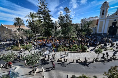 Vista de la plaza de África de Ceuta durante la concentración. 