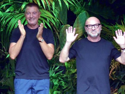 Los diseñadores Stefano Gabbana y Domenico Dolce, en el desfile de Dolce&Gabbana en Milán el 22 de septiembre.