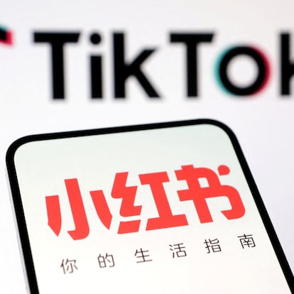 The logos for TikTok and RedNote, known in China as Xiaohongshu, are seen in this illustration taken January 15, 2025. REUTERS/Dado Ruvic/Illustration