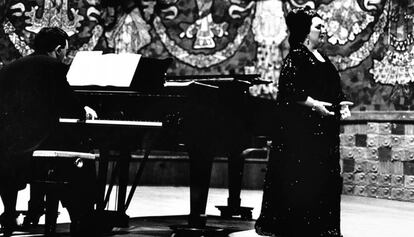 Montserrat Caballé en un concierto en el Palau de la Música en 1967.