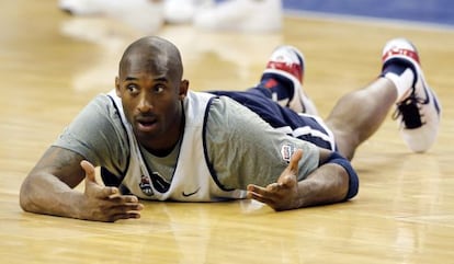 Kobe Bryant, durante un entrenamiento en el Sant Jordi