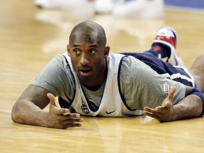 Kobe Bryant, durante un entrenamiento en el Sant Jordi