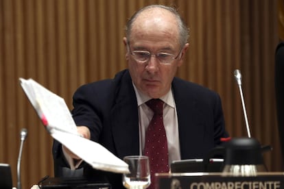 El exvicepresidente del Gobierno Rodrigo Rato, durante una comparecencia en el Congreso de los Diputados el 9 de enero de 2018.