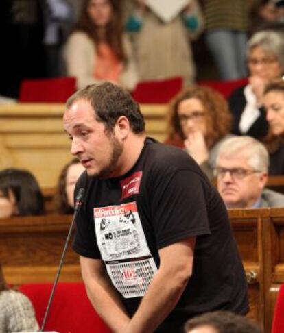 El diputado de la CUP, David Fernàndez, en el Parlament, ayer.