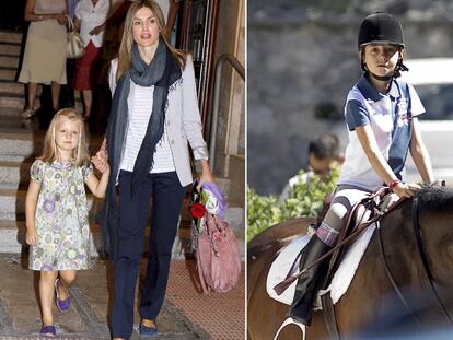 La princesa, con su hija Leonor, en el teatro, y Victoria, a caballo, en el Club de Campo.