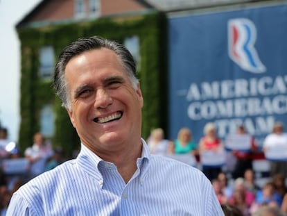 Romney, en un mitin en New Hampshire, el lunes.