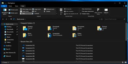 Así es el modo oscuro del explorador de archivos de Windows 10