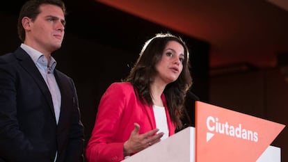 Albert Rivera with Inés Arrimadas, head of the Catalan branch of Ciudadanos.