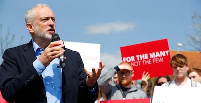 Jeremy Corbyn, l&iacute;der de los laboristas brit&aacute;nicos, el mi&eacute;rcoles, en un m&iacute;tin en Leeds.