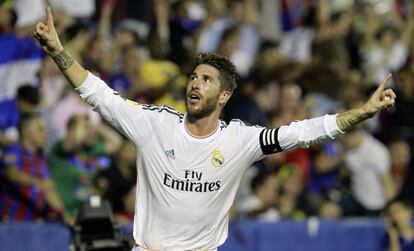 Ramos celebra el primer gol del Madrid