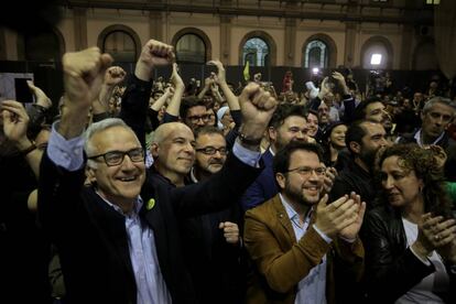 Alegria a la seu d'ERC en conèixer el resultat de les eleccions a Barcelona.