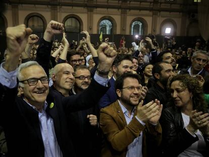 Alegria a la seu d'ERC en conèixer el resultat de les eleccions a Barcelona.