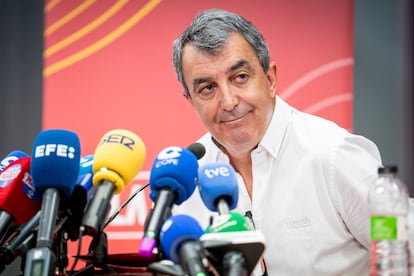 El director de la Vuelta, Javier Guillén, durante la comparecencia de este lunes en Madrid.