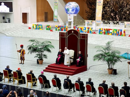 El Papa Francisco en la celebración del 50 aniversario de la fundación de Cáritas en Italia.