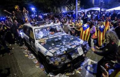 One of the damaged Civil Guard vehicles on September 20.