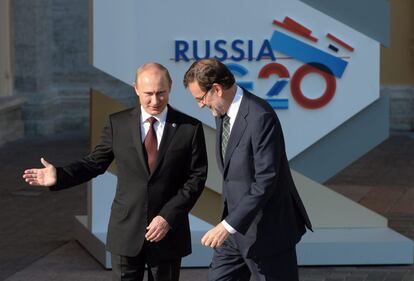 El presidente ruso Vladimir Putin y el presidente español, Mariano Rajoy.