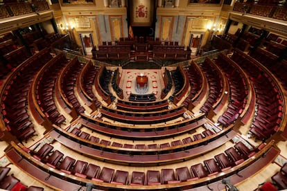 El hemiciclo del Congreso de los Diputados vacío, en julio de 2019.