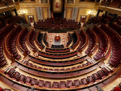 El hemiciclo del Congreso de los Diputados vacío, en julio de 2019.