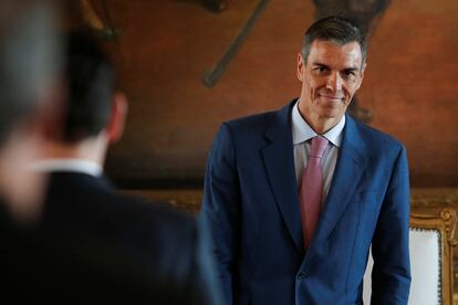 Pedro Sánchez, en el Palacio de Los López en Asunción (Paraguay), el 23 de julio.