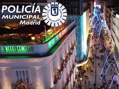 La calle Preciados, a vista de drones de la Policía Municipal.