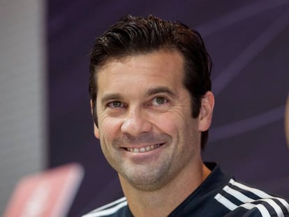 Santiago Solari durante la conferencia de prensa de este sábado.