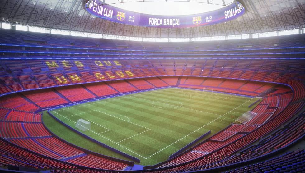 Aspecto del interior del Camp Nou una vez finalicen los trabajos