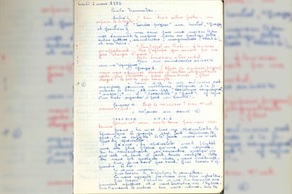 Una página del diario de André Jarlan, asesinado a manos de la policía durante la dictadura. 