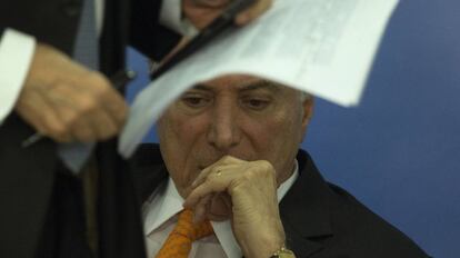 Michel Temer em evento no Planalto, na quarta-feira.