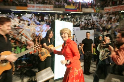 Esperanza Aguirre, en el mitin de cierre de campa&ntilde;a de las auton&oacute;micas, el 25 de mayo de 2007.