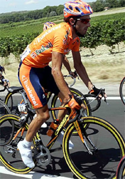 Iban Mayo, durante la etapa que acabó en Nimes.