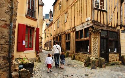 Las calles empedradas de la medieval Ciudadela Plantagen&ecirc;t de Le Mans. 