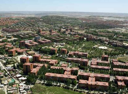 Vista area de las urbanizaciones de Rivas-Vaciamadrid.