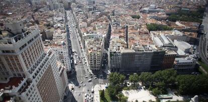 Vista de la plaza de Espa&ntilde;a de Madrid. 